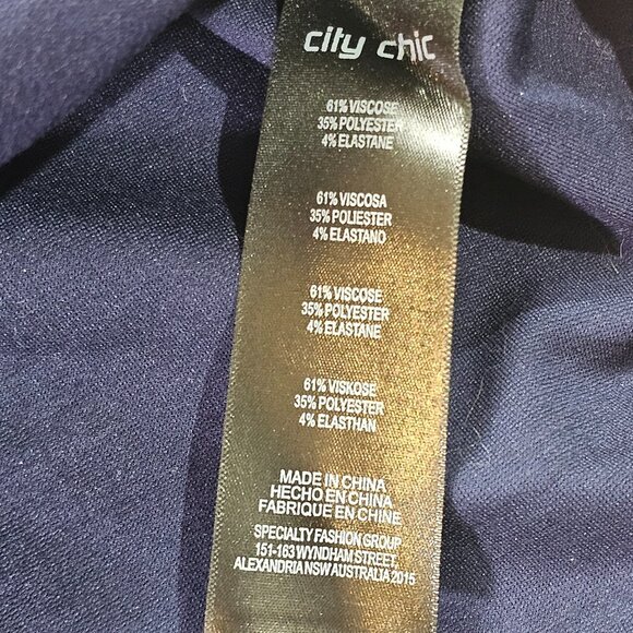 NWT City Chic Dress Womens XL 22 Navy Fit & Flare Midi Classic Sleeve Pockets - Picture 5 of 14